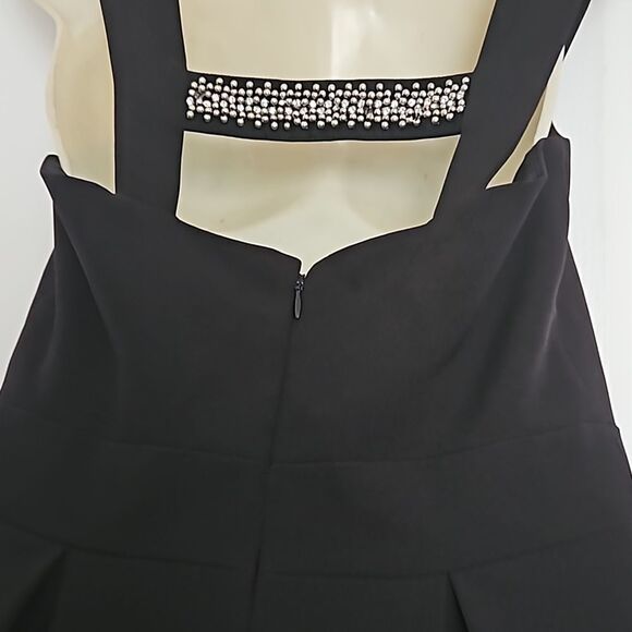 RW&CO Pleated Beaded Cut Out Mini Dress Black & Silver 00 - Picture 5 of 16